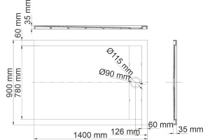 Поддон для душа Wasserkraft Rhin 44T36 140x90 - 2