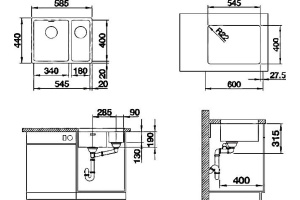 Мойка кухонная Blanco Andano340/180-U правая - 3