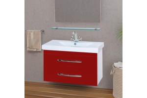 Тумба с раковиной Misty Эмилия 90 подвесная красная