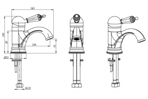 Смеситель для раковины Boheme Tradizionale Nero золото (251) - 2