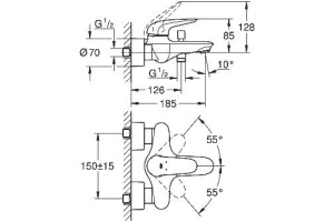 Смеситель Grohe Eurostyle 23726003 для ванны с душем - 2