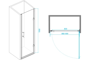 Душевая дверь в нишу RGW Passage PA-06B 90х195 профиль черный стекло прозрачное - 3