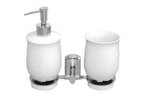Стакан для зубных щеток и дозатор Wasserkraft хром - белый