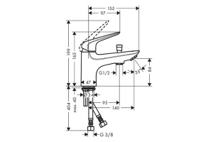Смеситель для ванны Hansgrohe Novus хром (71321000) - 2