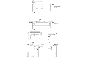 KERASAN Inka Project База INKA 120см подвесная, для установки раковины по центру, цвет белый глянцевый - 2