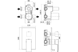 Смеситель Paffoni Elle EL018CR/M С ВНУТРЕННЕЙ ЧАСТЬЮ, для ванны с душем - 2