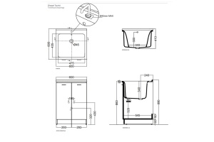 KERASAN Aquadom раковина 60х60см без отв. под смеситель (запчасть для комплекта для постирочной 9165), без сифона 7535 , цвет белый - 2