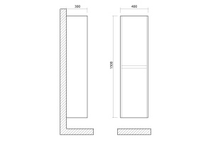 FAMILY Шкаф подвесной с двумя распашными дверцами, Bianco Lucido, 400x300x1500, Family-1500-2A-SO-BL - 3