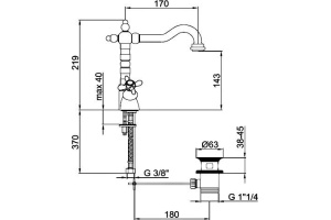 Смеситель Webert Ottocento OT700302065 бронза, для раковины - 3