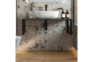 Столешница с раковиной DIWO Элиста 100 чёрный мрамор, с раковиной Moduo 50 Square