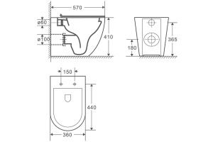 Унитаз приставной Weltwasser WW Merzbach 002MT-BL безободковый с микролифтом матовый черный (10000006179) - 2