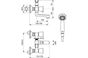 Смеситель для ванны Vidima Quadro хром (BA344AA) - 2