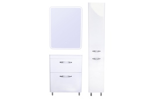 Тумба напольная Каре 60 (2 ящ.) Люкс белая, PLUS