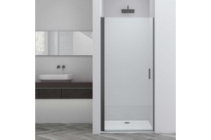 Душевая дверь в нишу Vincea Alpha 80х195 профиль темный хром стекло прозрачное 