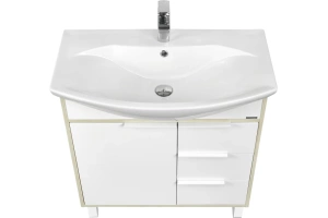 Тумба с раковиной Aquaton Рико 80 белый-светлое дерево - 2