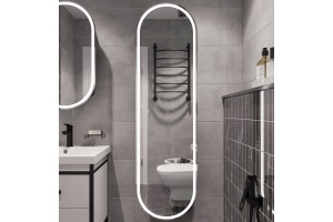 Шкаф-пенал STWORKI Мальмё МВК076 45, с подсветкой, черный