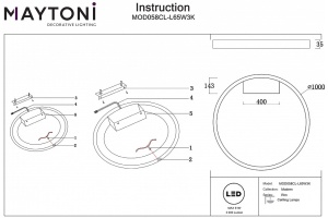 Накладной светильник Maytoni Rim MOD058CL-L65W3K - 3