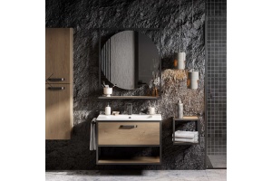 Комплект мебели Aquaton Лофт Фабрик 65 с раковиной Фабиа 65 темное дерево  - 2