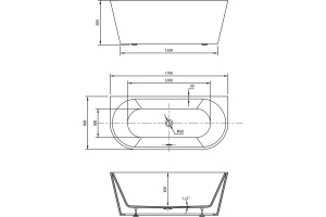 Акриловая ванна Vincea VBT-421-1700MW белая матовая - 3