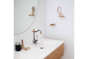 Смеситель для раковины GPD Retro хром - розовое золото - 2