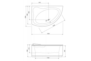 Акриловая ванна Cezares Tebe 150x100 см (TEBE-150-100-41-L) - 3