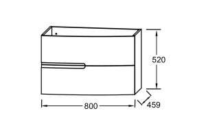 EB1888RU-442 Nona Мебель с интегрированными ручками, глянцевый серый антрацит, 80 см, 2 ящика - 2
