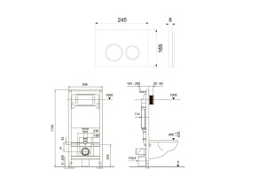 TECE spring комплект 4 в 1 Застенный модуль,панель смыва с прямоугольными кнопками, белый глянцевый - 2