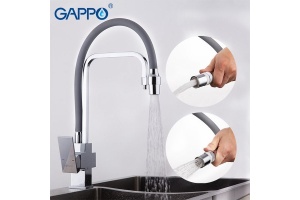 Смеситель для кухни Gappo хром с черным - 2