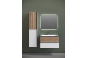 Тумба под раковину Sancos Delta 79х44 белая - светлое дерево - 2