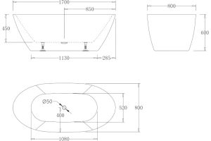 Акриловая ванна BELBAGNO 170х80 белый (BB77-1700-W0) - 3