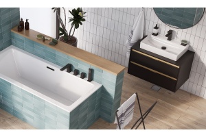 Тумба под накладную раковину Excellent Tuto 80 черный матовый - светлое дерево  - 3