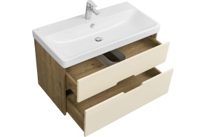 Тумба под раковину Aquaton Оливия 90 светлое дерево-бежевый - 3