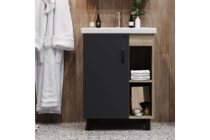 Тумба под раковину Onika Тимбер ФОСТЕР-60 серый матовый/дуб сонома (106116) - 2