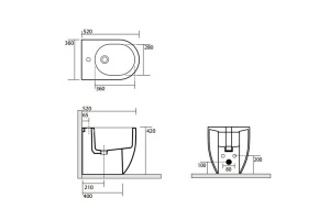 Kerasan Flo биде приставное 52см, с 1 отв. под смеситель, цвет белый - 2