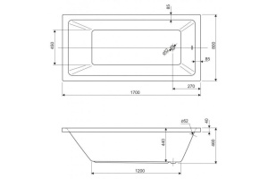 Акриловая ванна Cezares Plane Solo 170х80 (PLANE SOLO-170-80-49-W37) - 3
