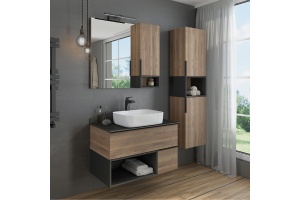 Зеркало-шкаф Comforty Штутгарт 90, дуб тёмно-коричневый - 2