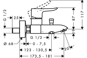 Смеситель Hansgrohe Metris 31480000 для ванны с душем - 2