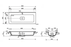 Встраиваемая раковина Style Line Каре Люкс Мини 80 белая - 3