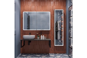 Столешница с раковиной DIWO Элиста 120 чёрный мрамор, с раковиной Moduo 50 Square - 2