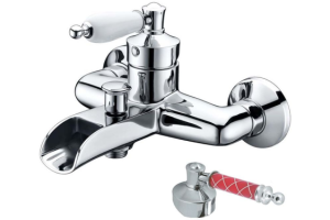 Смеситель для ванны Boheme Vogue хром с красным