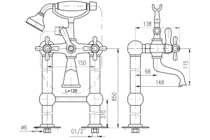 Смеситель напольный для ванны Rav Slezak Morava retro черный матовый - 2