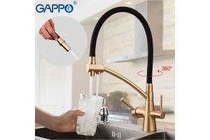 Смеситель для кухни Gappo бронза с черным - 3