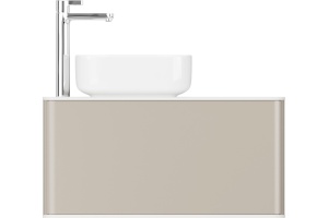 Тумба с раковиной STWORKI Ноттвиль 80 бежевый шелк, с отверстием под смеситель - 3