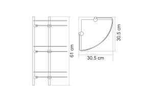 K-3133BLACK Полка стеклянная тройная - 3