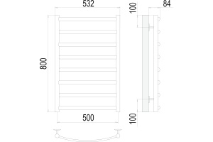 Водяной полотенцесушитель Terminus Атланта+ П8 500x800 Хром - 3