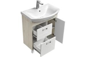 Тумба с раковиной Aquaton Бекка 70 белый - светлое дерево - 2