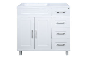 Тумба под раковину Misty Купер 90 левая белая глянцевая