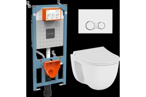 Комплект унитаза с инсталляцией Vitra S40 с сиденьем микролифт и клавишей смыва хром