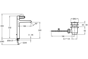 Смеситель для раковины Jacob Delafon Odeon Rive Gauche хром - черный - 2