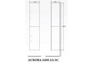 Шкаф-пенал Belbagno Aurora 160х33 Pietra Bianca (AURORA-1600-2A-SC-PB-P-R) - 2